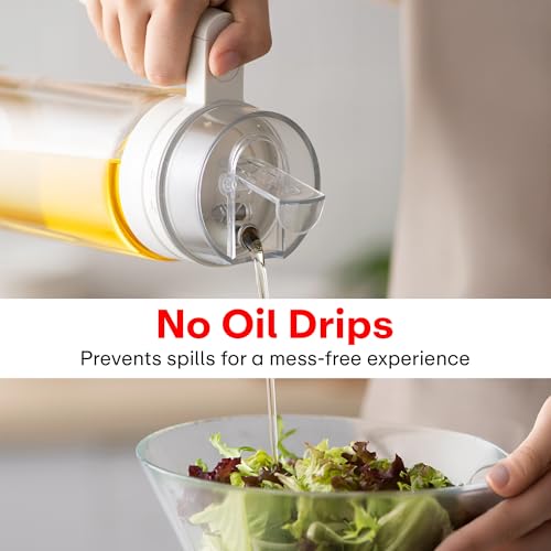 Image of PRIME PICK Oil Dispenser Bottle for Kitchen 700ml - No Drip Auto Open & Close Glass Container, Leak-Proof Handle Design, Stainless Steel Spout, Transparent Jar for Cooking, Baking & BBQ
