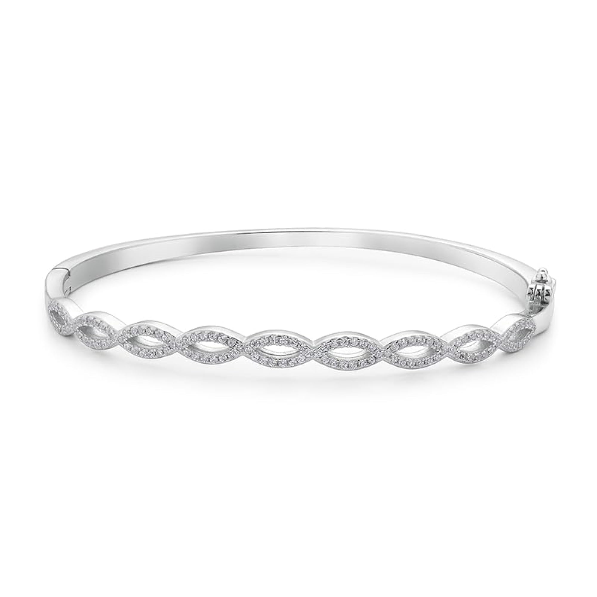 Women's Diamond Bangle Bracelet, Silver Tone, Infinity Twist Design