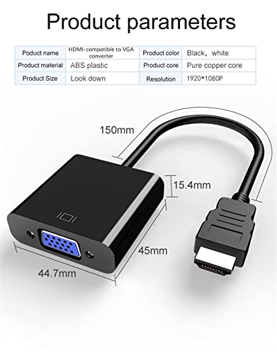 Image of TXY HD 1080P HDMI to VGA Cable Converter with Audio Power Supply HDMI Male to VGA Female Converter Adapter for Tablet Laptop PC TV (Black)