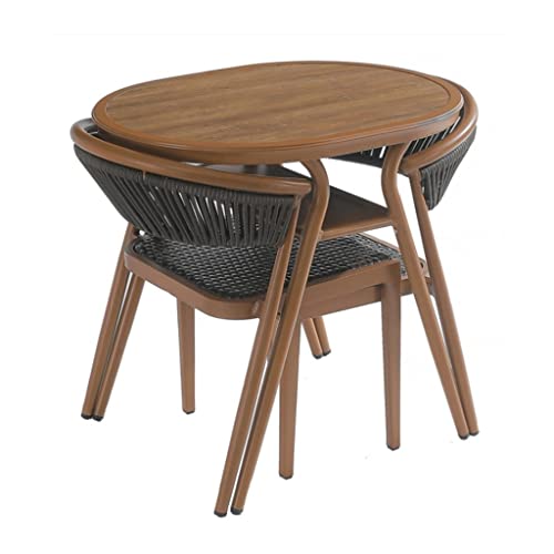 Nizame 3 Pcs Patio Furniture Set, Modern Rattan Bistro Set, Conversation Chair Of 2, Stackable To Save Space Chairs, For Balcony, Patio, Tea Store #TOP4
