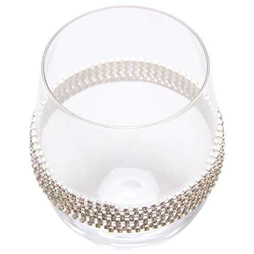 Berkware Set Of 6 Luxurious Stemless Wine Glasses With Sparkling Diamond Studded Design (Silver) #TOP3