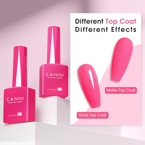 Image of CANNI 9ml Neon Pinkish Red Gel Nail Polish, High Gloss UV LED Soak Off Gel