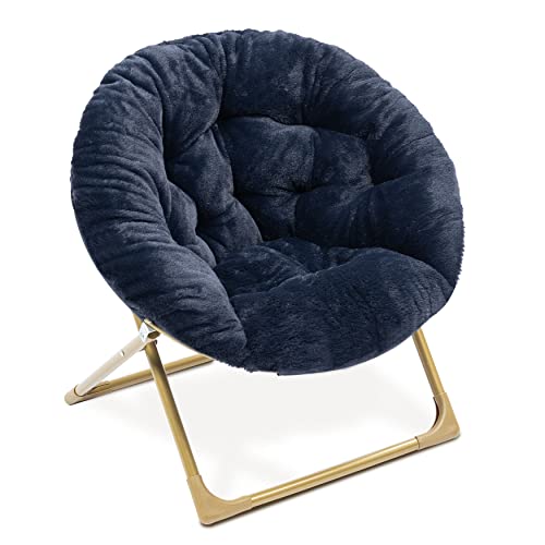 Milliard Mini Cozy Chair For Kids, Sensory Faux Fur Folding Saucer Chair For Toddlers, Navy Blue #TOP5