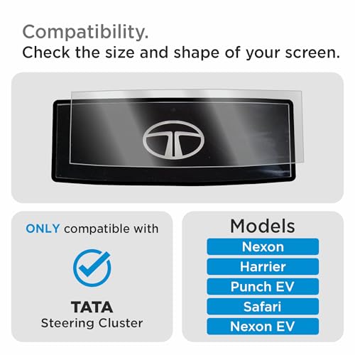 Image of SPARTAN SHIELD {2 PACK} STEERING Screen Guard For TATA PUNCH /NEXON /HARRIER /SAFARI /PUNCH.EV /ALTROZ /CURVV /CURVV.EV /HARRIER.EV /TIAGO /TIAGO.EV | Anti Scratch | Water Resistant || Car Digital Display Protector Accessories [Not Tempered Glass]