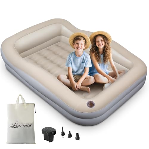 LOREINTA Inflatable Toddler Travel Bed – Portable Toddler Bed with Safety Bumpers, Toddler Floor Bed for Travel, Camping, Sleepovers – Kids Blow...