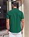 COOFANDY Mens Button up Short Sleeve Shirt Button Down Dress Shirts Solid Stretch Dress Shirt for Men Dark Green