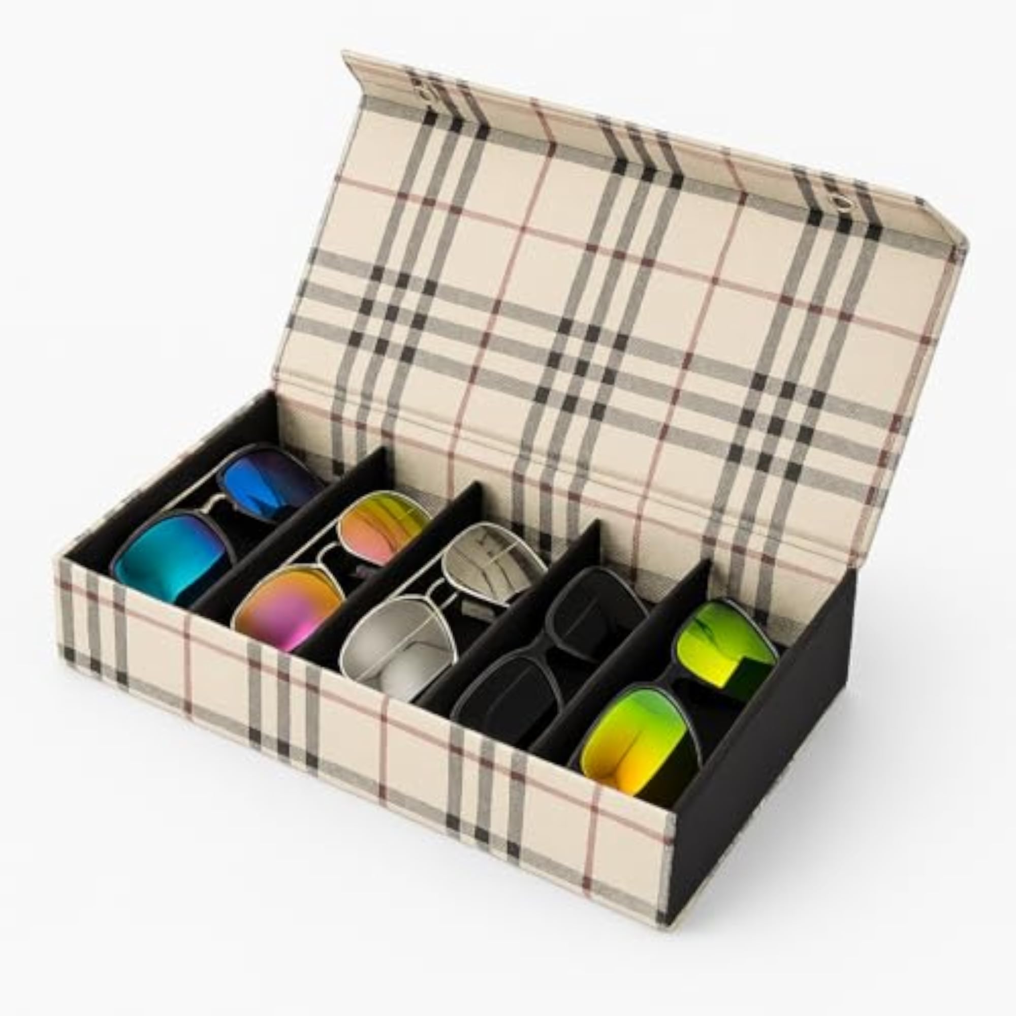 Plaid Pattern Sunglasses and Jewellery Storage Box