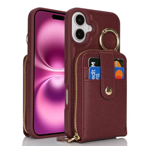 Coque iPhone 16 Plus bordeaux résout le manque de place avec son porte-cartes