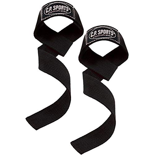 Foto von C.P. Sports Profi Set – Gewichthebergürtel Leder + Zughilfen | Bodybuilding, Powerlifting, Krafttraining, Weightlifting, Fitness, Gym, Sport | Schwarz für Männer und Frauen (M)