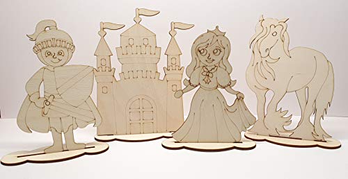 Bastellinchen Ausmal Set 12 - Ritterburg - 4 Teile aus Holz von Tanno Design – Bild 3