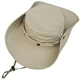 Leben Sonnenhut für Herren und Damen, Sommer, verstellbar, Outdoor, Reisen, Sport, breite Krempe, Reise-Kopfbedeckung, Angelmütze mit Riemen, Khaki