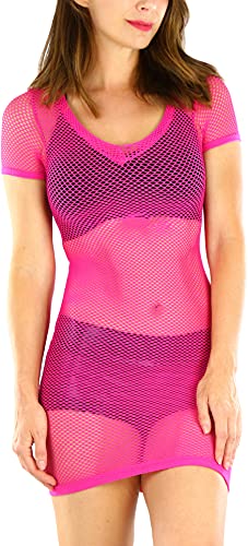 Image of ToBeInStyle Women's Stretch See Through Fishnet Novelty Mini Rave Party Dress