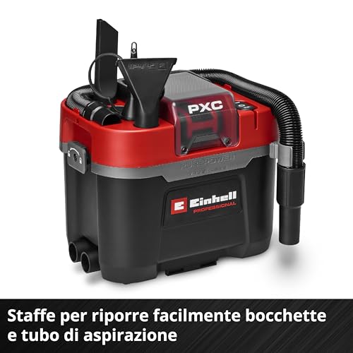 Einhell Professional Aspirasolidi E Liquidi TP-VC 18/10 Li Bl L-Solo Power X-Change (18 V, Brushless, Serbatoio 10 L, 2 Livelli Di Asp., Incl. Filtro A Soffietto, Bocchette Di Asp., Batteria Esclusa) - 10