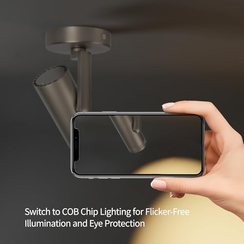 Image of Dimmable Zoomable Spot Lights Indoor Spotlight, 12W Adjustable Angle Ceiling Spotlights for Living Room, Corridor, Picture, Accent Lighting Brushed Nickel Finish - Warm White, 2 Pack