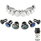 WINSENET Kit de estiramiento de orejas de 1,6 a 10 mm para medidores de orejas con juntas tóricas, kit de estiramiento de calibre de acero inoxidable con aceite de jojoba de cuidado posterior