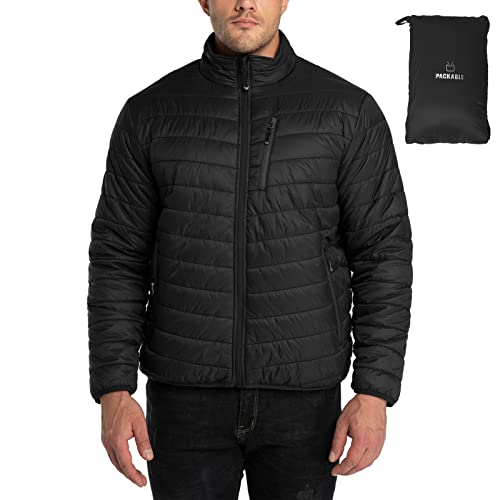 33,000Ft Men's Lightweight Packable Insulated Puffer Winter Jacket, Water-Resistant Warm Quilted Down Alternative Puffy Coat #TOP25