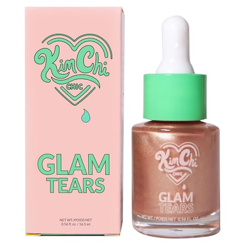 KimChi Chic Beauty Glam Tears Liquid Highlighter, Cheek Shimmer and Body Glitter, Sun-Kissed and Glowing Skin, Luminous Finish, Non-Vegan Makeup, Silk Highlighter, 0.56 fl oz