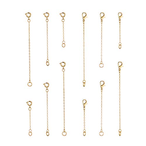 Image of Softones 12-18Pcs Ankle Bracelets Extenders-Extension for Womens Jewelry(1 2 3 Inch),with Lobster Clasp and O-Clasp from Gold Silver Rose Gold