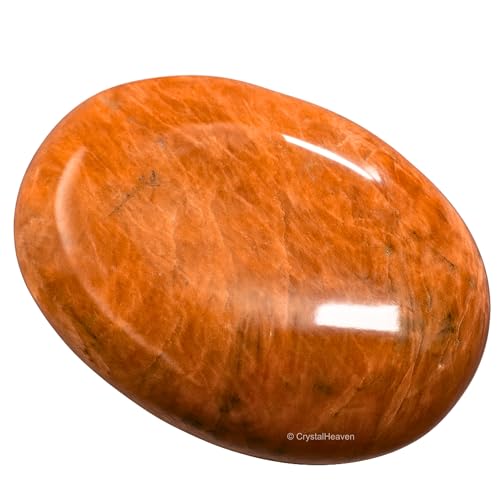 Image of Crystal Heaven Certified Peach Moonstone Crystal Palm Pebbles Stones For Anxiety Stress Relief Massage - Aaa Grade Original Gemstone Agate Palm Stone For Yoga Meditation Spiritual Reiki Feng Shui