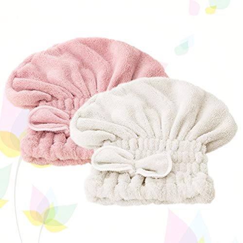 Healifty 2 Peças de Touca de Microfibra para Secar O Cabelo Touca de Banho de Algodão