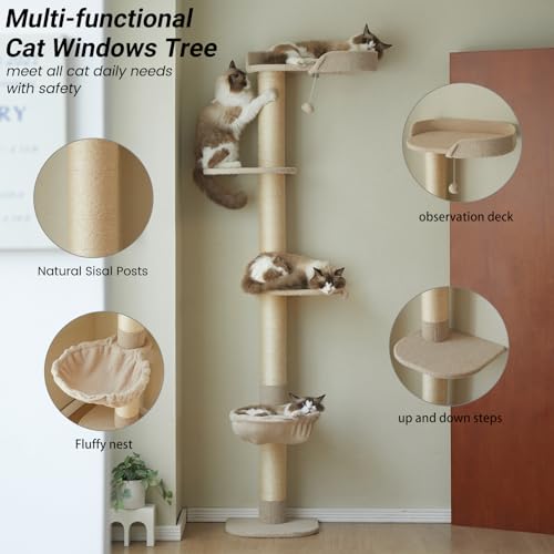 Torre rascador para gatos multifuncional 80.31 pulgadas miniatura 2