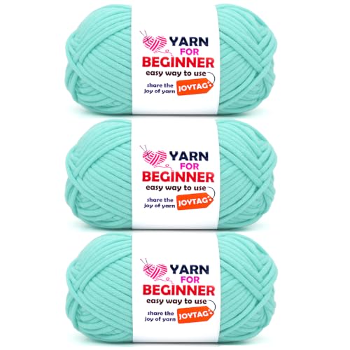 Image of Aqua Blue Yarn for Crocheting and Knitting Cotton Crochet Knitting Easy Yarn for Beginners with Easy-to-See Stitches(3x50g)