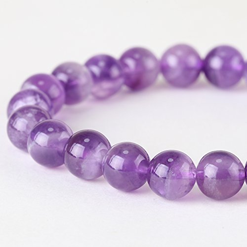 Image of Handmade Natural Gemstone 8mm Round Stretch Beaded Bracelet Unisex (Amethyst)
