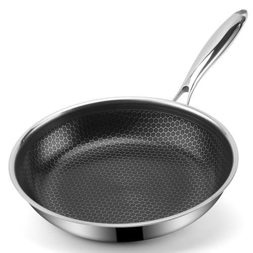 Image of Ranbomer Hybrid Ceramic Non Stick Frying Pan 10 Inch, 5-Ply Stainless Steel Skillet,Stay-Cool Handle,Induction Ready, Compatible with All Cooktops, PFAS-Free, Non-Toxic.(10 Inch)