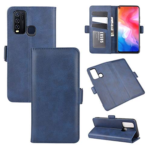 Jiangym Vivo Cases for Vivo Y50/Y30 Dual-Side Magnetic Buckle Horizontal Flip Leather Case with Holder & Card Slots & Wallet Vivo Cases (Color : Dark Blue)