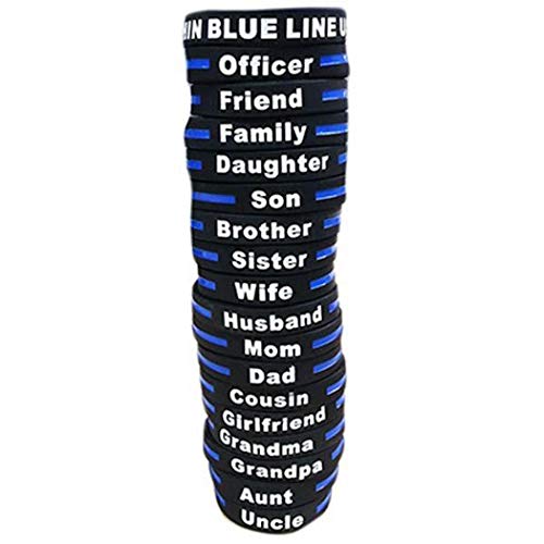 Thin Blue Line Personalized Bracelet for Police Support (Son - 7)