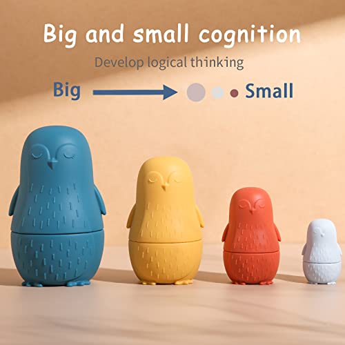 Macabaka 8 Pcs Silicone Nesting Dolls Toys Set For Toddlers’ Birthday Gift And Shower Gift, Classic Matryoshka Style Nesting Cups, Montessori Educational Toys For Kids 5-7 (Penguins & Bears) #TOP3