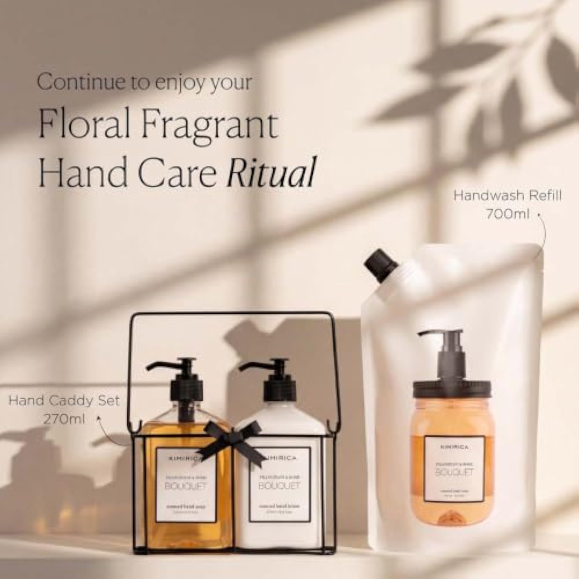 Bouquet Hand Caddy Set & Refill Duo, Vegan Luxury Hand Care Set