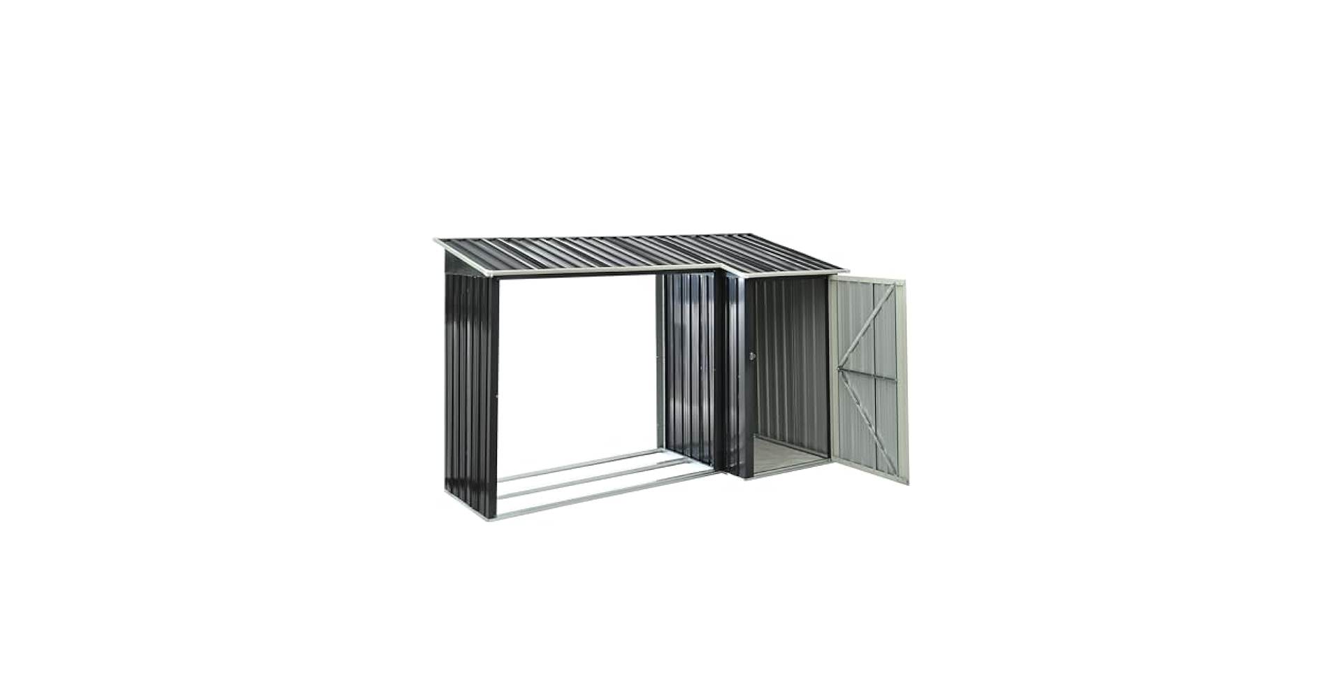薪小屋＆収納庫 L270xW92xH158cm 屋外 屋根付き耐荷重300KG Amazon.co.jp: 薪ラック 屋根付き 収納庫付き 薪小屋 スチール