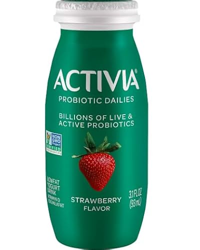 evsemo Activia Probiotic Dailies Low-Fat Yogurt Drink Variety Pack | Strawberry and acai berry flavors | 24 pk./3.1 fl. oz.