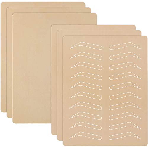 6 Pieces Eyebrow Tattoo Skin Practice Microblading Practice Skin Blank Tattoo Skin Practice Sheet Double Sided Practice Skin Artificial Skin for Tattoo Eyebrow Beginner Salon Supplies