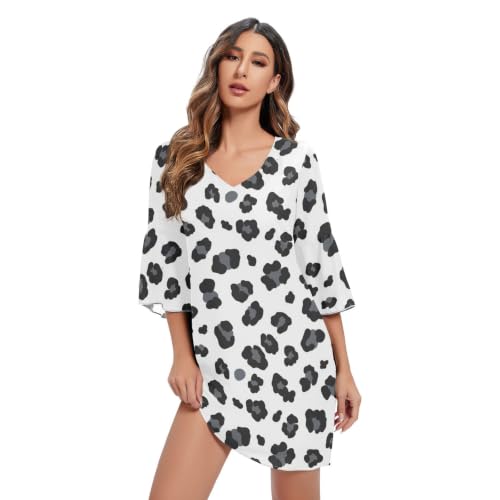 Robe de plage en mousseline de soie pour femme tunique d'été léopard