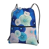 Hexa Rucksack mit geometrischem Druck, Kordelzug, Reißverschluss, großer Sportrucksack, Schnur, Schwimmen, Kordelzug für Damen und Herren, Handgefertigte Papierfächer, One size