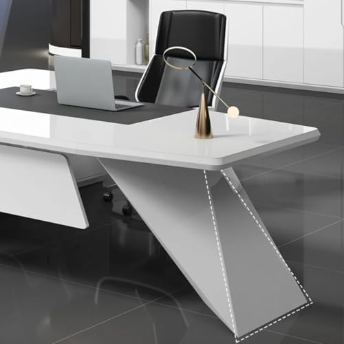 Image of Lakdi The Furniture Co Luxury Director L-Shape Office Table Desk Made in MDF with Wire Manager Drawers Lockable and Storage for a Modern Workspace - White - LDL-610