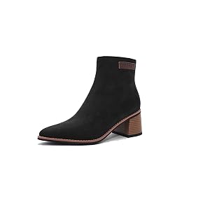 Womens Chunky Heel Ankle Boots Block Heel Booties Pointed Toe Short Boots Comfortable Heels for Women