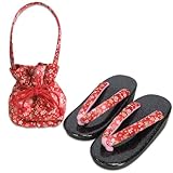 [wyenishiya] 子ども草履・巾着セット 選べる4サイズ 子ども草履 16cm 18cm 20cm 22cm 赤 ちりめん 七五三 女児草履 草履 ぞうり きょうと 花ひめ 16cm