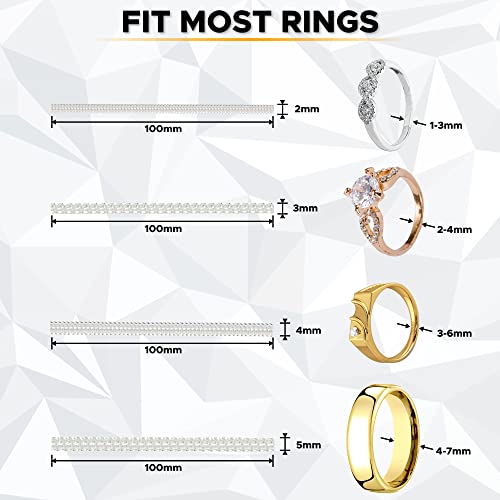 Econour Ring Size Adjuster | Invisible Transparent Silicone Ring Sizer Adjuster For Loose Rings | Jewelry Tightener Fits Most Men And Women Rings | Set Of 4 (2Mm/3Mm/4Mm/5Mm) #TOP4