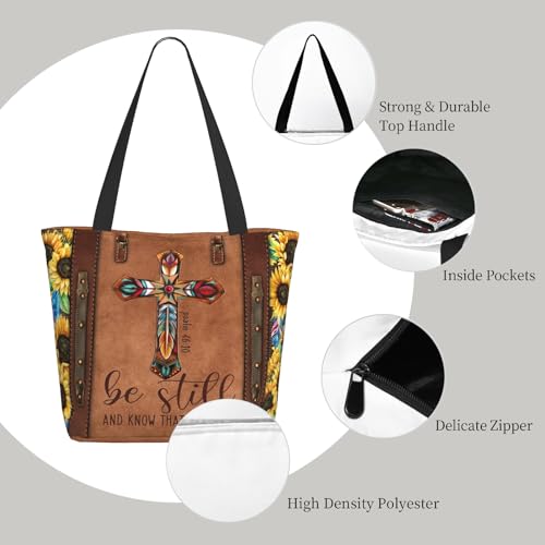Bible Tote Bags for Women Christian Tote Bag Church Shoulder Bag Inspirational Bags With Zipper Christian Gift3