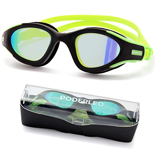 PoderLeo Swim Goggles,Anti Fog Swimming Goggles,UV Protection No Leaking Polarized Clear Goggles for Swimming Men Women Unisex Adult