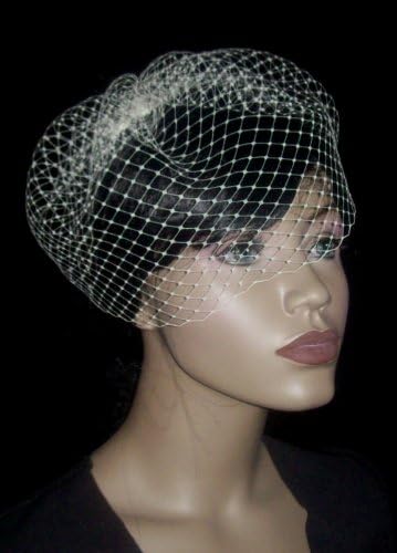 Ivory Birdcage Veil Vintage Wedding French Netting Bird cage veil 10in high