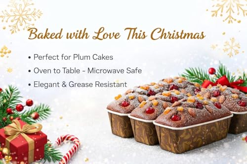 Image of Loaf Pans, Plumpy Disposable Loaf Bread Pan, Bread Pans for Baking Molds with Festive Snowflake and Christmas Designs, for Cakes and Treats (Black, Pack of 10)