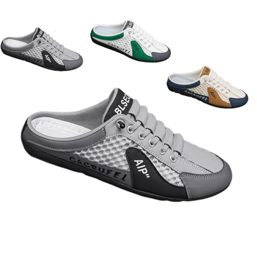 Men's Backless Sneakers,Mesh fashion slip on mule sports shoes,Men's breathable mesh slippers sports Sandals