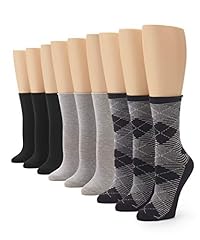 Black Argyle/Heather Grey/Black - 9 Pair Pack
