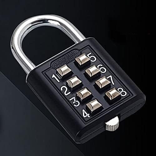 Code Padlock, Padlock, Combination Locker Padlock School Lock Coded 8 Digits Password Code Combination Zinc Alloy Suitcase for Luggage Travel Code Smart Code Keyed(Black)