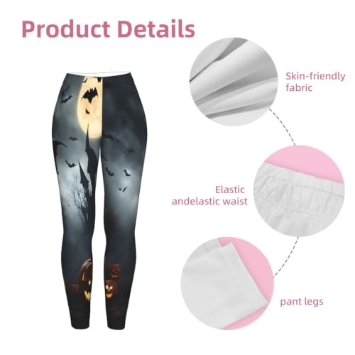 Leggings de Halloween cómodos para mujer con estampado de murciélagos 7