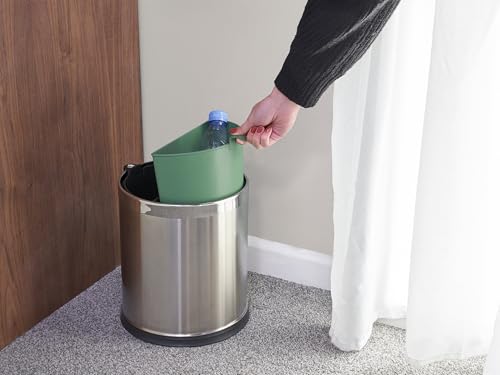 Image of Thornton Double Layer Hotel Waste Trash Can in Brushed Steel, 9.5Qt